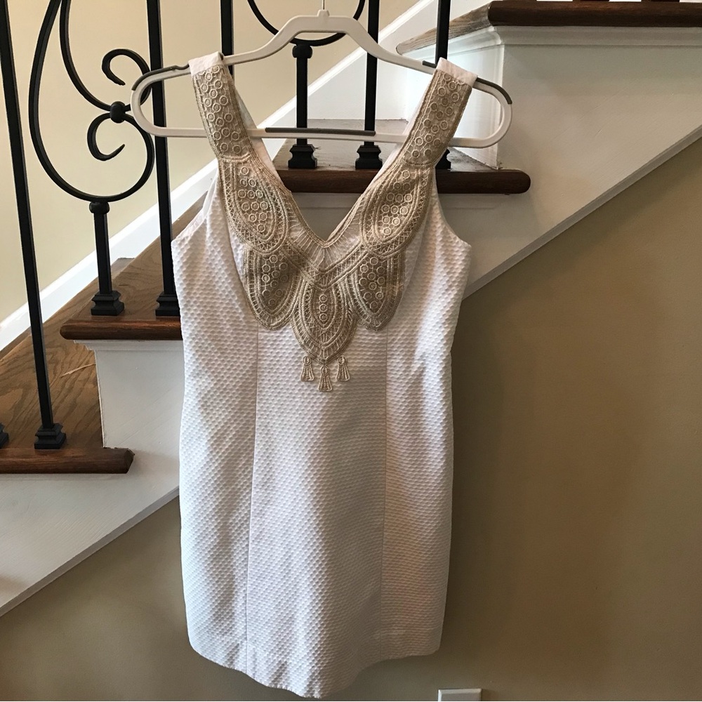 Lilly Pulitzer White and Gold Mini Dress